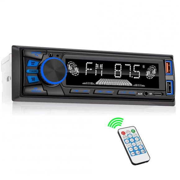 Radio de Voiture Simple DIN Stéréo Audio Lecteur MP3 Mains Libres/FM/USB/AUX Radio FM avec Télécommande Sans Fil Noir