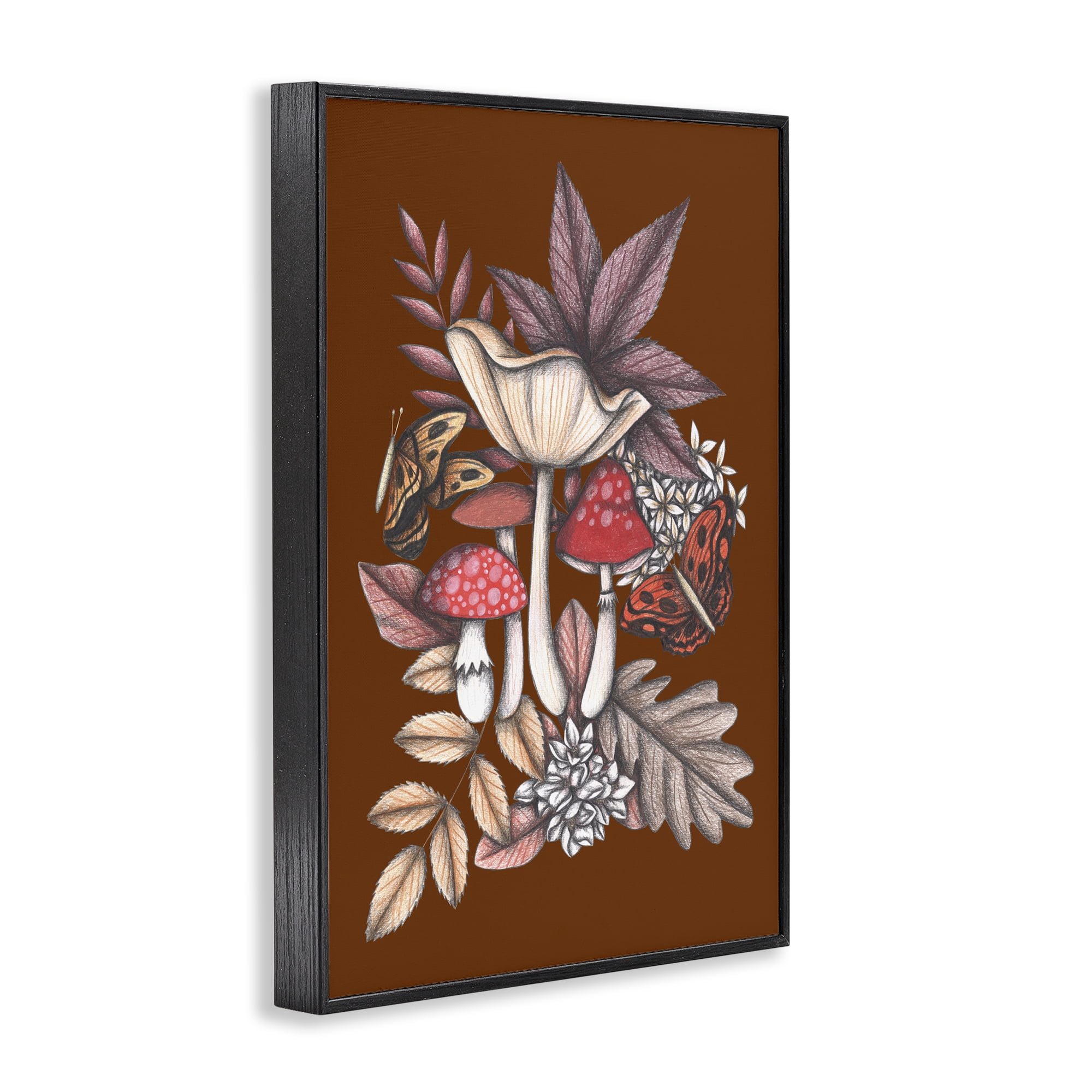 Autumn Mushrooms Magic Black Framed Giclee Art, design by Cecilia Battaini
