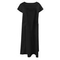 thumbnail image 5 of Vestido largo informal de verano para mujer - Cuello redondo con bolsillos para viajar, 5 of 5