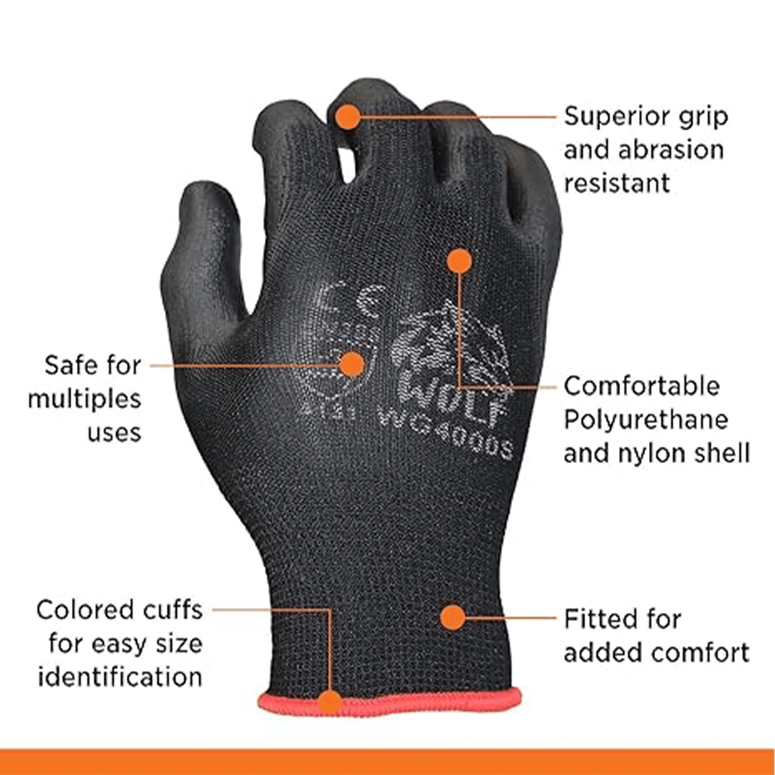 4 Pair Pack - WOLF WG4003HGS4 High-Viz Green Ultra-Thin Flexible Grip  13-gauge Polyurethane Palm Coated Nylon Shell Work Glove - Small - Hartmann  Variety