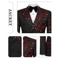 thumbnail image 5 of Beauty-Emily Men's Gold Foil Print Double-Breasted Suit Set – Slim Fit Two-Piece Blazer & Pants, Luxury Metallic Accent Formal Suit for Party, Wedding & Prom, 5 of 8