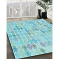 thumbnail image 3 of Ahgly Company Machine Washable Indoor Square Transitional Tron Blue Area Rugs, 5' Square, 3 of 7