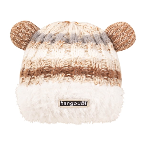 Sombreros de invierno para mujer, gorro de lana cálido, gorro de punto de oso para mujer, gorro de mujer