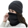 GRNSHTS Winter Warm Knitted Beanie and Warm Scarf Set for Women, Soft Fleece Lining and Stylish Knit Scarf and Beanie Set (Grey)
