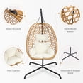 thumbnail image 3 of FHFO Hanging Egg Chair with Stand Indoor Outdoor,Comfy Patio Rattan Swing Hammock Chairs with Cushion,300lbs Capacity Egg Shaped Chair for Lawn Backyard Balcony Bedroom,Beige, 3 of 8