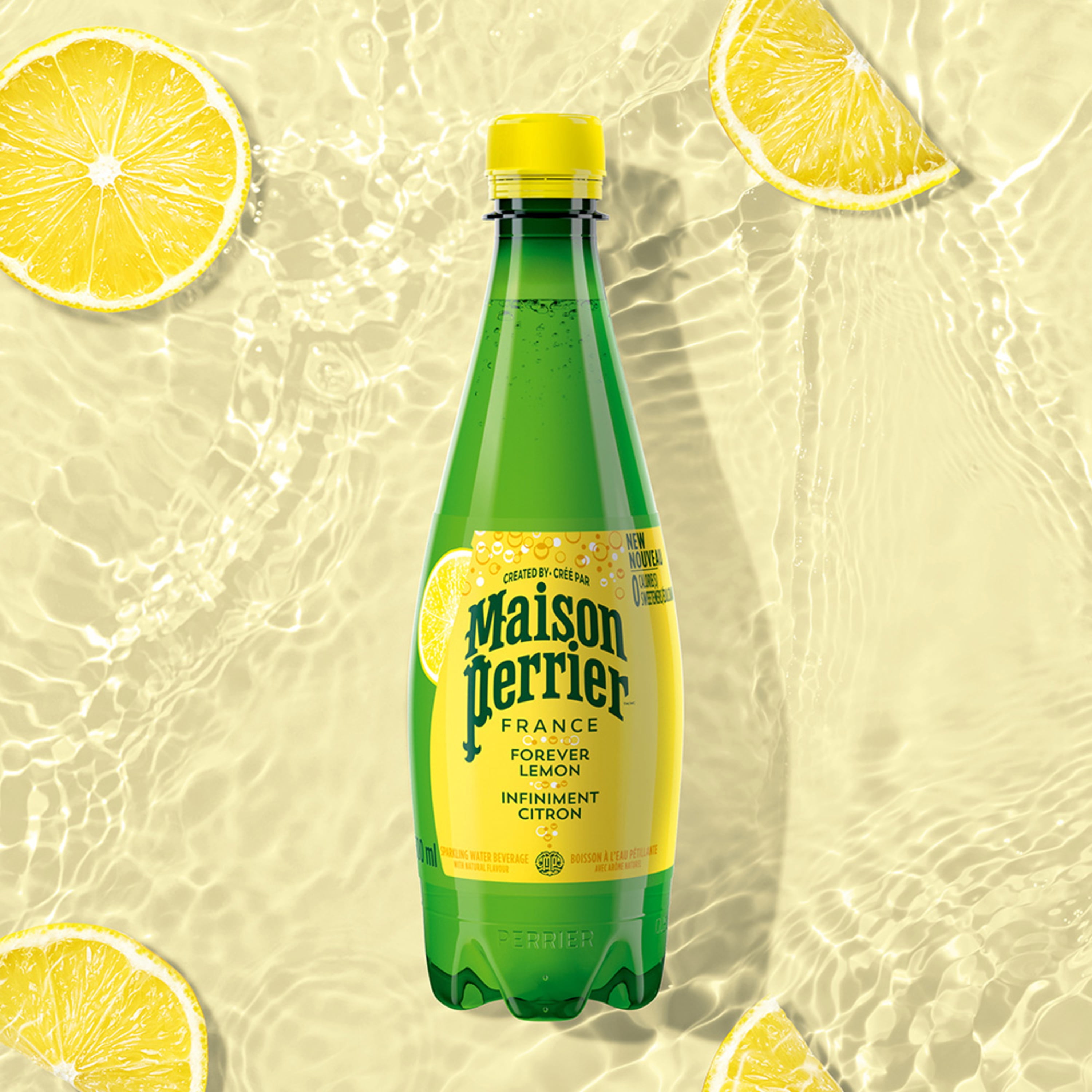 Maison Perrier Forever Lemon, Sparkling Water Beverage, No Calories, No Sweeteners, No Sodium, Sourced & Bottled in France 6X500ml