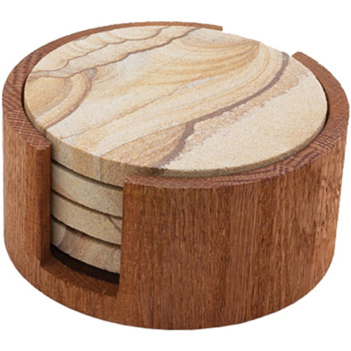 Thirstystone Rattan Coasters & Holder Set of 4 Square 4x4x4 for sale online 