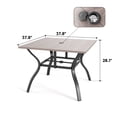thumbnail image 5 of Patio Outdoor Dining Table, Wood-Grain Patio Square Table with Umbrella Hole, All-Weather Metal Dining Table for Party, Lawn & Garden - (37.8“ x 37.8”Natural), 5 of 7