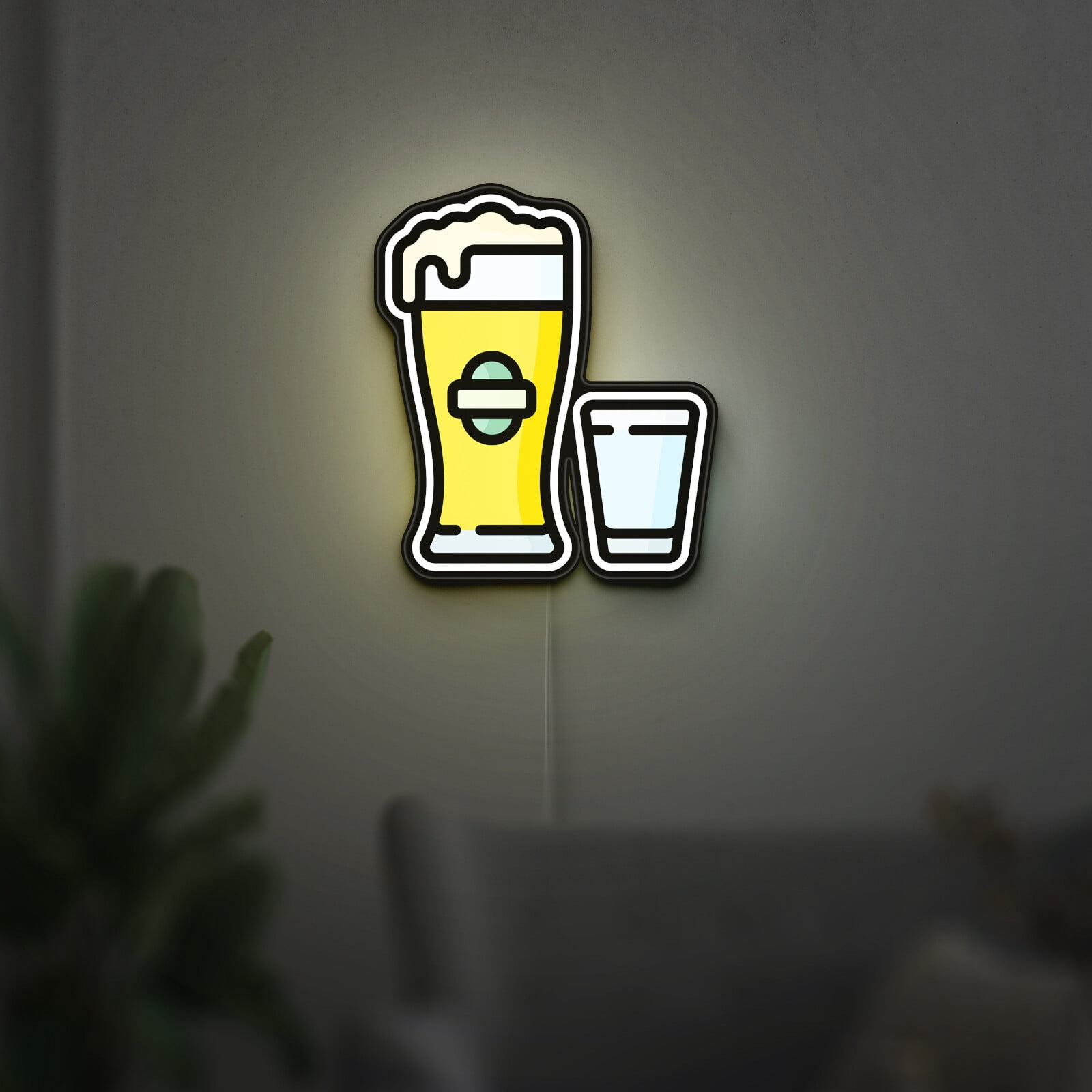 Shot Beer 3D Novelty Light Box for Liquor and Pub Decor, Alcohol Themed Beverage Lamp for Party Nights and Drink Lovers (Width 8 inch, 20cm)