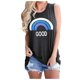 thumbnail image 1 of Gibobby Mujeres letras impresión sin mangas o-cuello chaleco camisa túnica blusa Tops(Azul,XG), 1 of 4