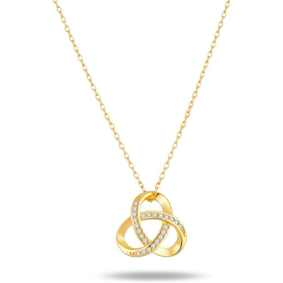 Gold Necklaces for Women 925 Sterling Silver Necklace Trendy Love Knot Pendant Infinity Interlocking Necklace Cubic Zirconia Jewelry