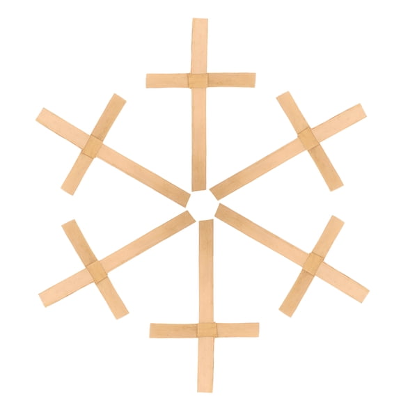 BESTYASH 6-Piece Handcrafted Beige Palm Cross Christian Wall Crucifix Set for Easter and Spiritual Home Decoration