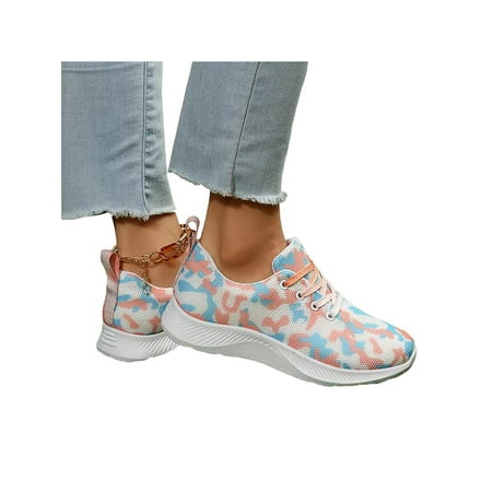 

Gomelly Women Sneakers Platform Trainers Lace Up Walking Shoe Lightweight Casual Shoes Running Sports Pink 9