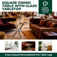 thumbnail image 2 of Square Glass Dining Table - 90x90cm Chrome Base | Modern Industrial Table for Living Room, Condo & Canadian Homes, 2 of 8