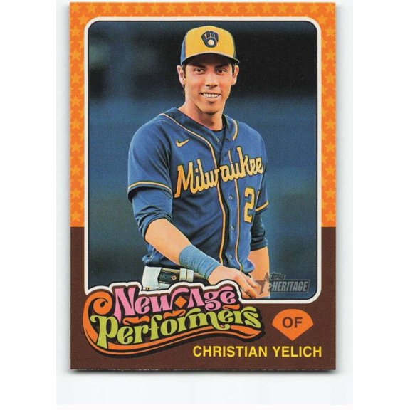 2024 Topps Heritage New Age Performers Christian Yelich #NAP-17 NM-MT Milwaukee Brewers Baseball Card Milwaukee Brewers MLB Baseball Trading Card