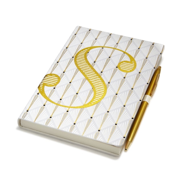 Anthropologie Home Monogram Journal & Pen Set (S) – Grey, 6.75″ x 4.75″