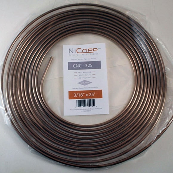 American Grease Stick Brake Line CNC-325 Nickel Copper Iron; 3/16 Inch Diameter; 25 Foot Length; For Domestic European Japanese British Vehicles; Single