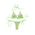 thumbnail image 5 of hirigin Women Solid Color Bikini, Sleeveless V Neck Bra Swimming Summer Beach Thong Swimwear, 5 of 8