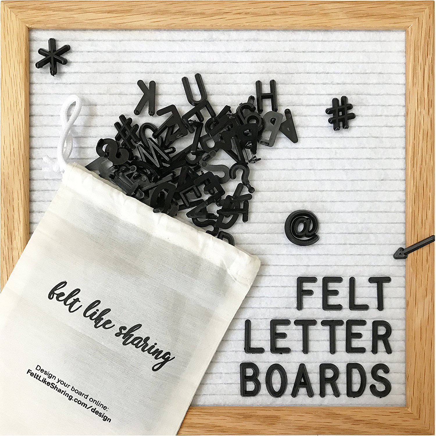 10x10 inch Oak Felt Board w/ 300 White Plastic Letters for Baby Pregnancy Announcement Office Holidays Wedding Gray Changeable Felt Letter Board w/Lights Birthday Graduation 