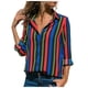 thumbnail image 1 of Blusa informal de manga larga con botones a rayas y bloque de color para mujer Pompotops  FGAJ14496, 1 of 8