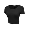 thumbnail image 3 of Women's Casual Slim Fit Short Sleeve Crew Neck Basic Crop Top T Shirts, 3 of 5