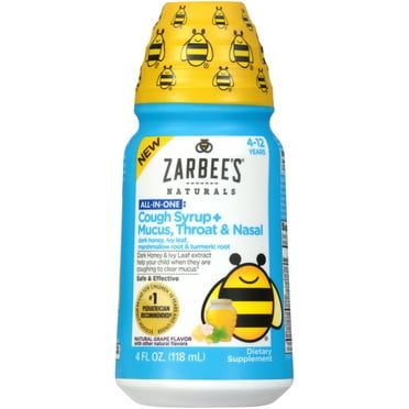 Zarbee's Naturals Children's All in One Cough Syrup   Mucus, Throat & Nasal, Grape, 4 Fl Oz