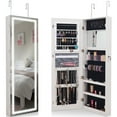 thumbnail image 3 of Patiojoy Lockable LED Mirrored Jewelry Cabinet Touch Sensor Lighting Full Length Mirror Organizer White, 3 of 9