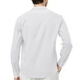 thumbnail image 3 of LTTVQM Men's Linen Cotton Tops Long Sleeve Button Down Henley Shirt Casual Solid Band Collar Beach Shirts White M, 3 of 3