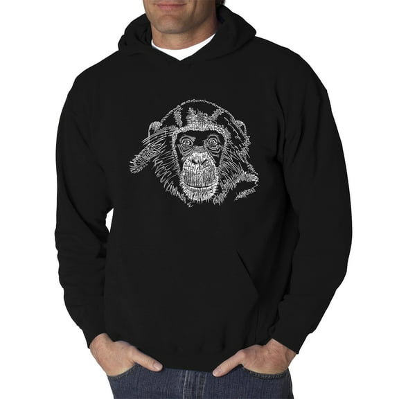 LA Pop Art Men's Word Art Hooded Sweatshirt - Chimpanzee