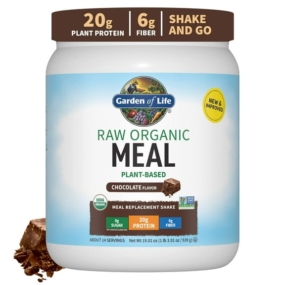 Garden of Life Raw Organic Meal Plant-Based Protein Powder, Chocolate, 14 Servings
