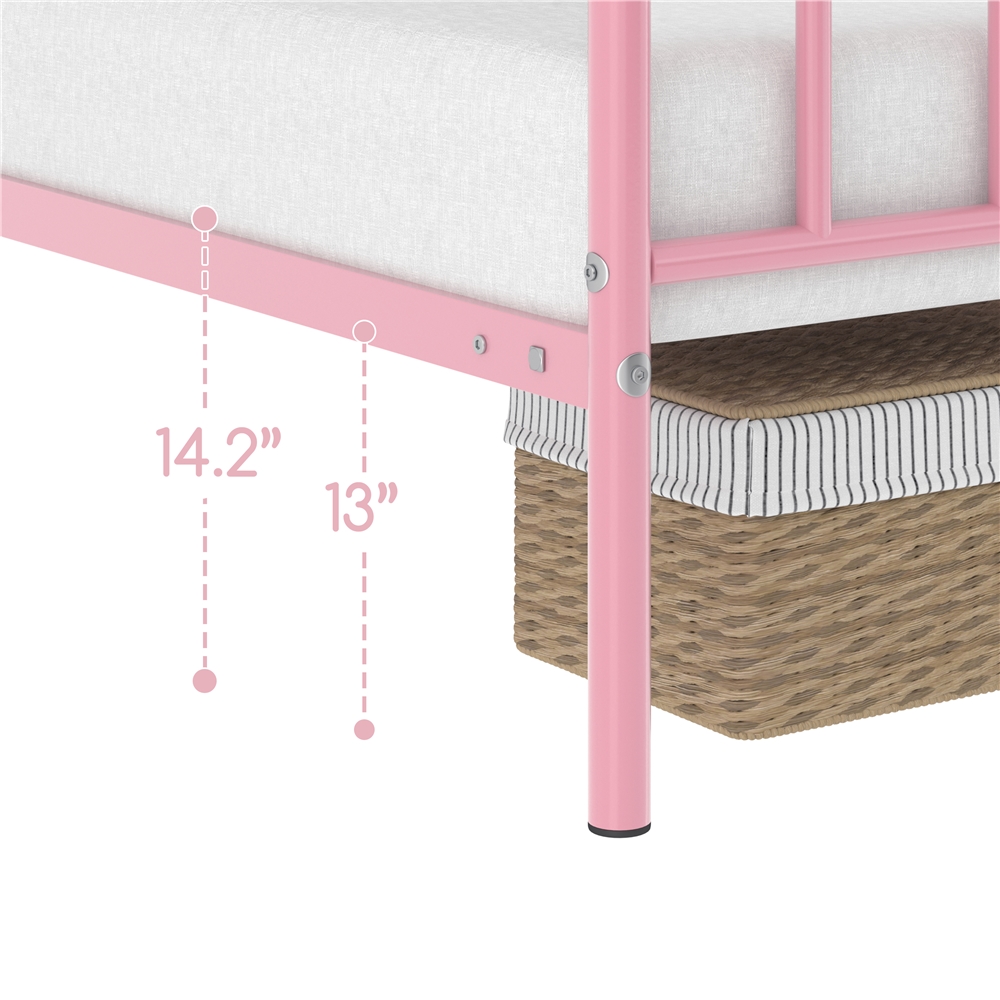 Yaheetech Metal Platform Bed Frame with Headboard & Footboard,Twin XL,Pink - image 4 of 9