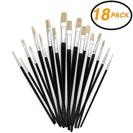 Watercolour Brush Set - Emraw Oil Paint Brush Set Assorted Size Artist Soft Anti Shedding Hog Bristle Paint Brush Set for Acrylic Watercolor Oil Painting 2 Pack Nail Art Brush 18 Piece Drawing Pen