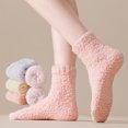 thumbnail image 6 of Trgacdwlo 3 Pairs Solid Pastel Color Fuzzy Non Slip Crew Slipper Socks for Women, Ultra Soft Warm Indoor House Sleep Floor Slipper Socks for Daily Home Use, 6 of 8