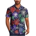 thumbnail image 3 of LIBRCLO Mens Casual Button Down Shirts Short Sleeve Fashion Fireworks Printing Shirts Turndown Collar Tops for Summer Party, 3 of 6