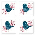 thumbnail image 1 of Saying Coaster Set of 4, Inspire Someone Today Words a Sparrow and Foliage Silhouette, Square Hardboard Gloss Coasters, Standard Size, Mint Green Vermilion, by Ambesonne, 1 of 2
