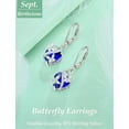 thumbnail image 5 of VESITIM 925 Sterling Silver Butterfly Dangle Earrings for Women September Birthstone Sapphire Butterfly Earrings Jewelry Gift, 5 of 7