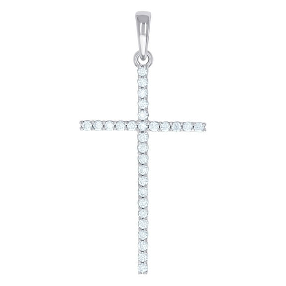 925 Sterling Silver Mens Cubic Zirconia Cross Religious Charm Pendant 50.1x23.8mm Wide Necklace for Men
