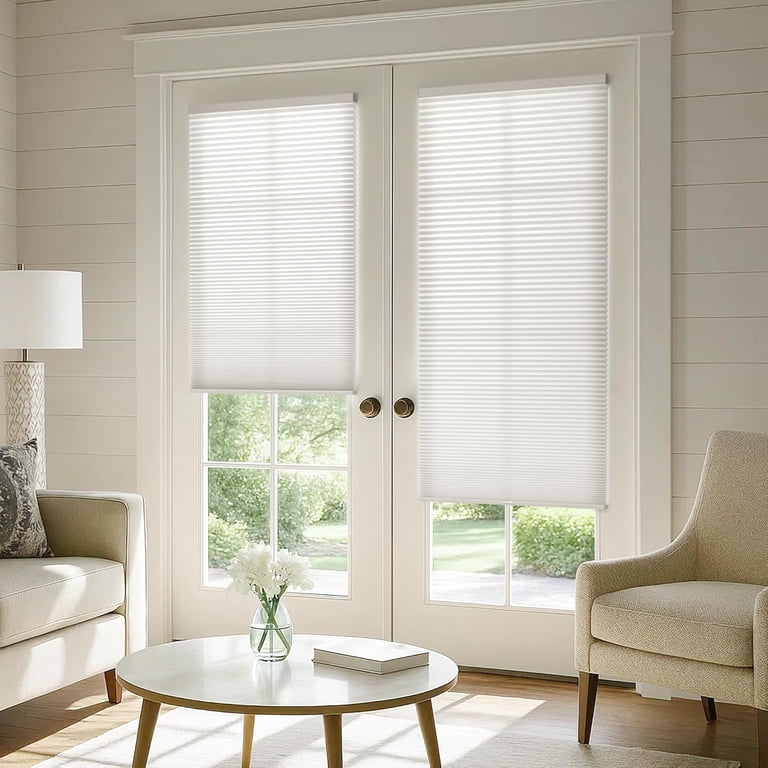 LazBlinds Cordless Cellular Shades for French Doors, No Drill
