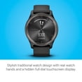 thumbnail image 3 of Garmin vívomove Trend, elegante reloj inteligente híbrido, batería de larga duración, manecillas dinámicas y pantalla táctil, negro, 3 of 5