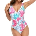 thumbnail image 3 of Swimsuit Women Print Sexy Sling One-piece Bikini Bottoms Beachwear Swimwear #370 Hot Pink, 3 of 6