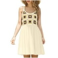 thumbnail image 4 of Xysaqa Summer Dresses for Women Crochet Embroidered Cute Comfy Tank Dress Knee Length Spaghetti Strap Flowy Boho Dress Beach Cover Up Dress Yellow, 4 of 9