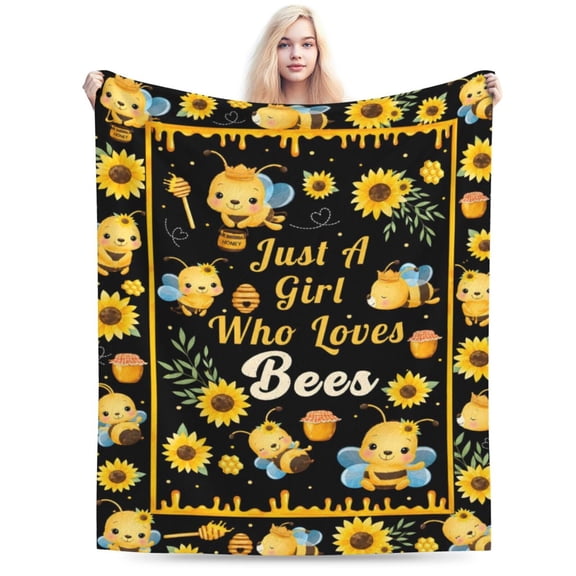 Bee Blanket Plush Soft Flannel Throws Cozy Lightweight Blankets for Couch Bed Sofa - Bee Decor 50x40