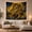 Lion with Cubs, variant on Lion with Golden Swirls Against Dark Abstract Background, Mystical Fantasy Art for Animal Lovers, Modern Wildlife Decor, Housewarming Gift Tapestry Wall Hanging for Living Room and Bedroom