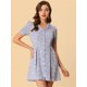 thumbnail image 3 of Vestido Camisero Allegra K de Manga Corta con cuello en V y estampado floral Púrpura XL, 3 of 6