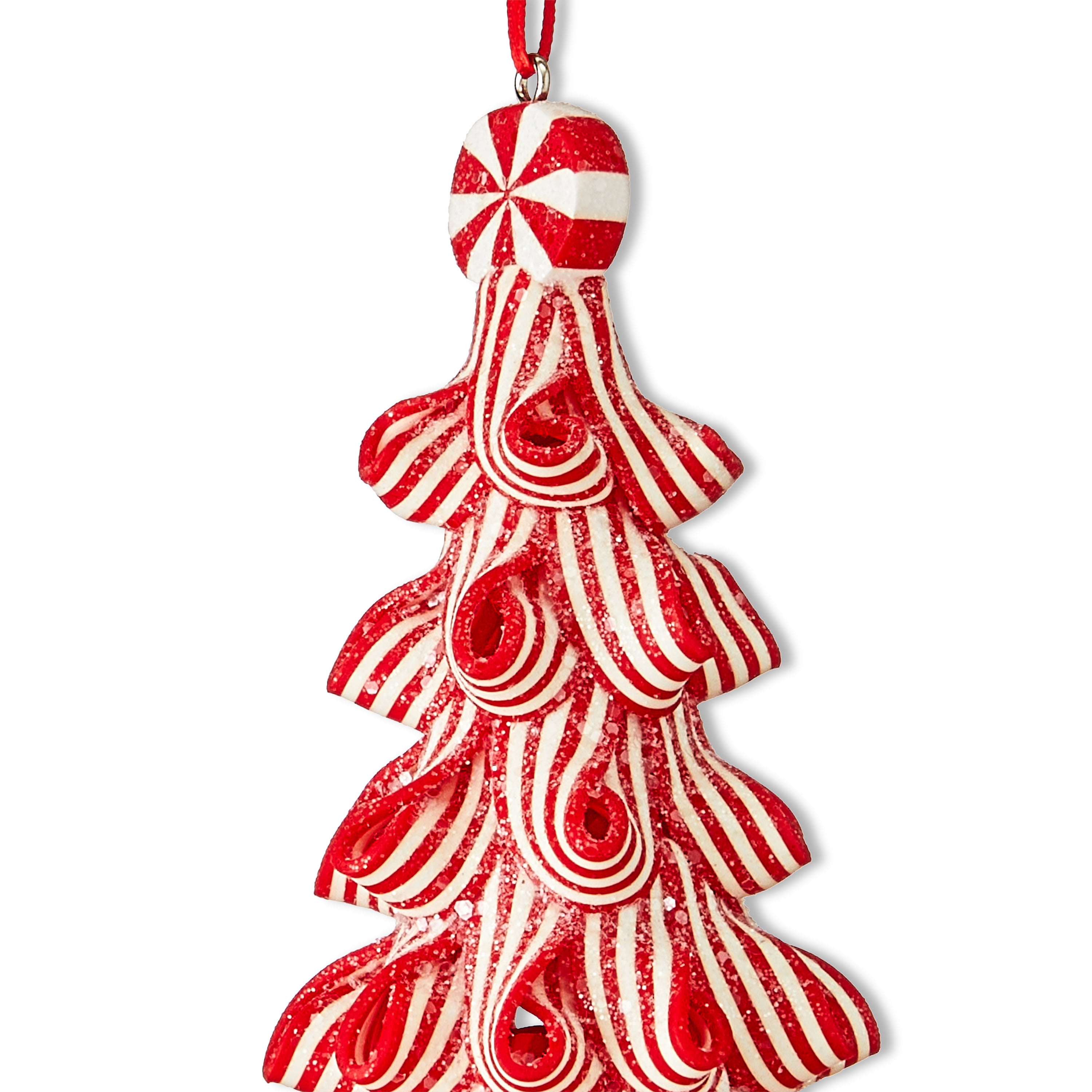Red and White Ribbon Candy Christmas Tree Ornament, 4.5", by Holiday Time