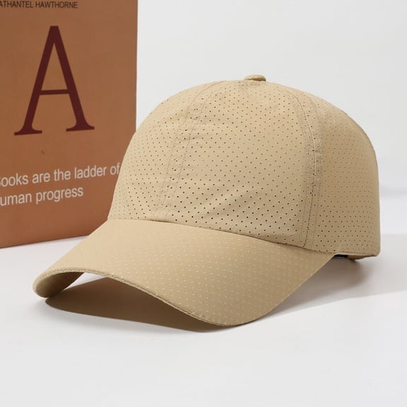 Quick Dry Breathable Mesh Baseball Cap, UPF 50 Sun Protection Running Hat, Lightweight Adjustable Sports Cap for Men Women Outdoor Hiking Golf(Beige)Q