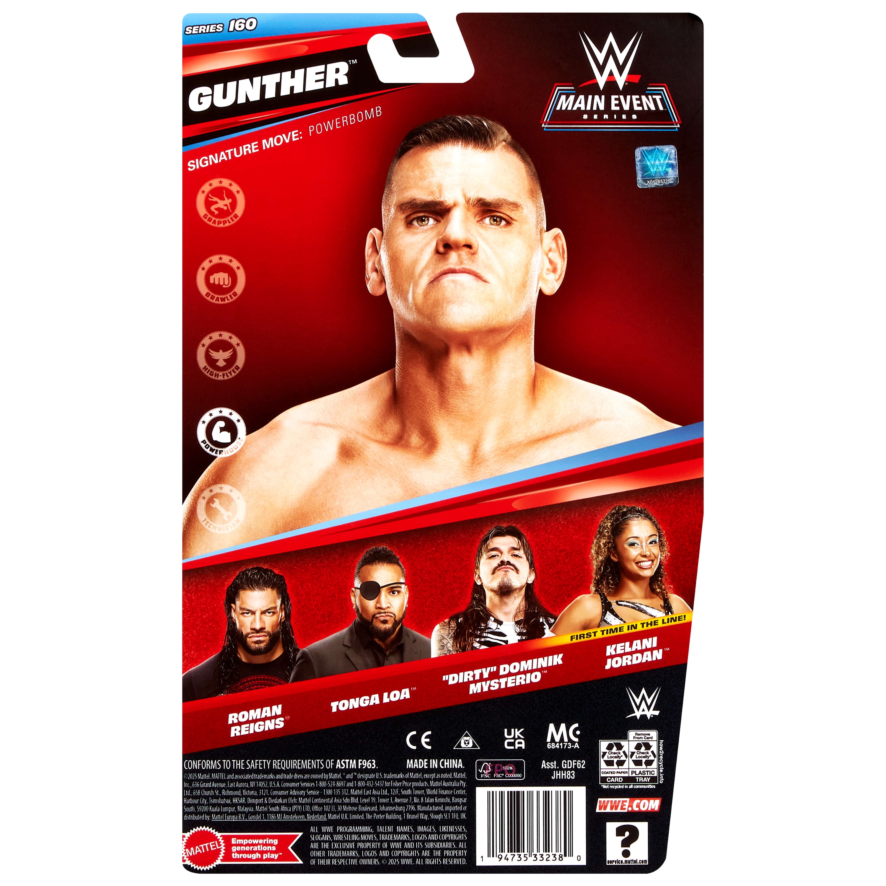 WWE Gunther Action Figure, Main Event Series #160, 6-inch Collectible with Articulation