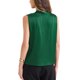 thumbnail image 3 of INSPIRAR CHIC Top sin mangas de seda satinada de verano para mujer, con escote en V y fruncido, XS Verde oscuro, 3 of 5