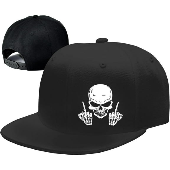 Snapback Hats for Men Flat Bill Hats for Men Black SkullHat Flat Brim Hat Fitted Hats Baseball Caps
