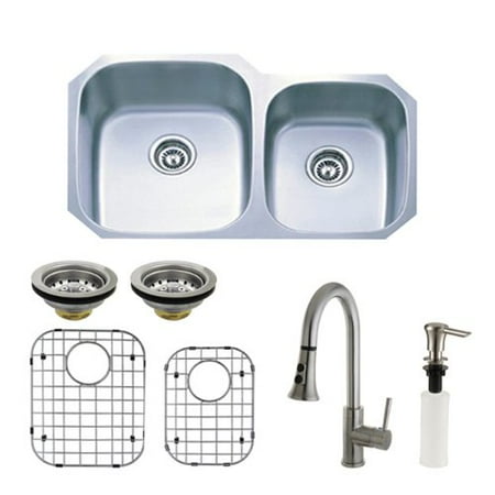 UPC 663370313493 product image for Gourmetier KZGKUD3221PF Undermount Double Bowl Kitchen Sink and Faucet Combo wit | upcitemdb.com